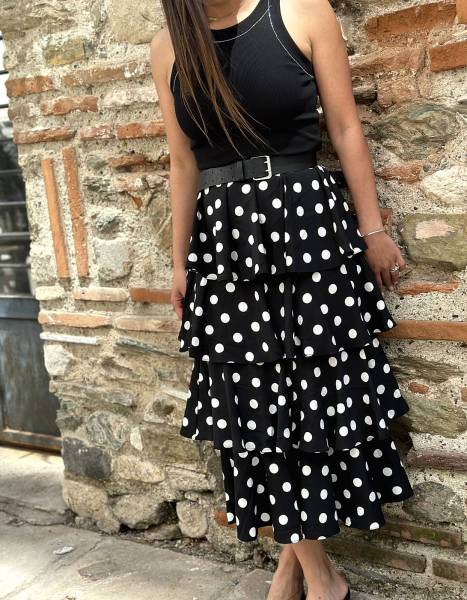 Polka Dot Skirt - Black