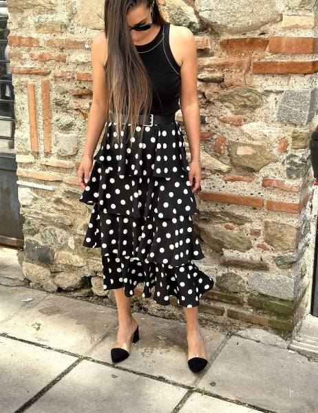 Polka Dot Skirt - Black