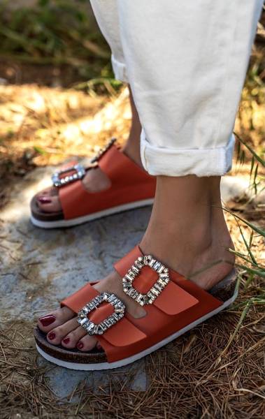 "Pollyanna" Sandals- Orange