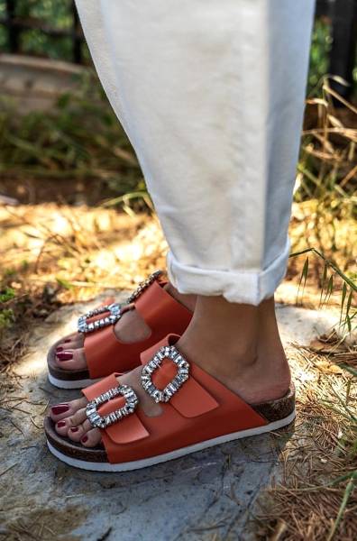 "Pollyanna" Sandals- Orange